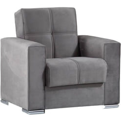 Poltrona Bacoli, Poltrona contenitore da salotto trasformabile in letto, Poltroncina relax apertura click-clack, 94x85h91 cm, Grigio - Dmora