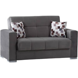 Divano letto 2 posti Anikide, Divano contenitore lineare, Sofà da soggiorno in tessuto imbottito con apertura click-clack, 160x85h91 cm, Grigio