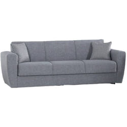 Divano letto 3 posti Nox, Divano letto contenitore lineare, Sofà da soggiorno apertura click-clack, 223x84xh80 cm, Grigio - Dmora