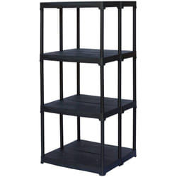 Scaffale a 2 ripiani con doppia capienza in polipropilene, Scaffalatura per interno o esterno, 100% Made in Italy, cm 60x59h133, colore Antracite