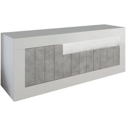 Dmora - Mobile porta tv Iole, Credenza da soggiorno, Armadio basso per tv, Base parete attrezzata, Made in Italy, 138x42 h56 cm, Bianco lucido e