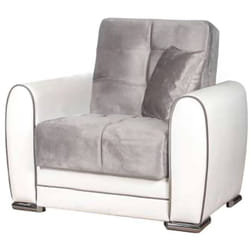 Dmora - Poltrona Attiluccio, Poltrona contenitore da salotto, trasformabile in letto , Poltroncina relax in tessuto imbottito, 97x84h91 cm, Bianco e