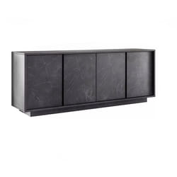 Credenza Nika, Buffet da soggiorno, Madia da salotto, Dispensa da cucina, Made in Italy, 180x43 h79 cm, Ardesia - Dmora