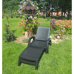 Lettino prendisole Abbie, Sdraio da giardino regolabile con braccioli, Lettino da esterno, 100% Made in Italy, Cm 190x46h70, Antracite