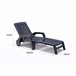 Lettino prendisole Abbie, Sdraio da giardino regolabile con braccioli, Lettino da esterno, 100% Made in Italy, Cm 190x46h70, Antracite
