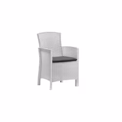 Salottino da esterno Armin, Set da giardino con cuscini, Salottino effetto rattan, 100% Made in Italy, Bianco - Vista aggiuntiva 4