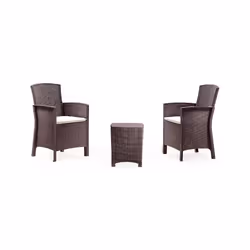 Salottino da esterno Armin, Set da giardino con cuscini, Salottino effetto rattan, 100% Made in Italy colore Marrone