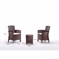 Salottino da esterno Armin, Set da giardino con cuscini, Salottino effetto rattan, 100% Made in Italy colore Marrone