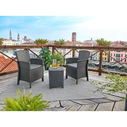 Salottino da esterno Armin, Set da giardino con cuscini, Salottino effetto rattan, 100% Made in Italy, Antracite
