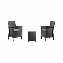 Salottino da esterno Armin, Set da giardino con cuscini, Salottino effetto rattan, 100% Made in Italy, Antracite