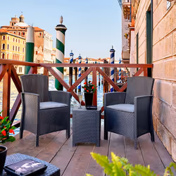Salottino da esterno Armin, Set da giardino con cuscini, Salottino effetto rattan, 100% Made in Italy, Antracite - Vista aggiuntiva 4