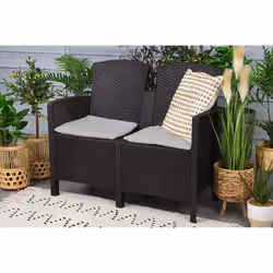 Salottino da esterno Asiak, Set da giardino con cuscini, Salottino effetto rattan, 100% Made in Italy, Antracite - Vista aggiuntiva 4