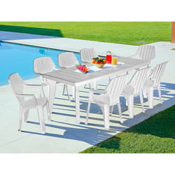 Tavolo da esterno Anatre, Tavolo rettangolare, Tavolo allungabile da giardino o da bar, 100% Made in Italy, Cm 160-220x90h74, Bianco