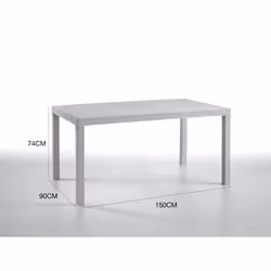 Tavolo da esterno Adila, Tavolo rettangolare da giardino, Tavolo da giardino multiuso effetto rattan, 100% Made in Italy, Cm 150x90h74, Bianco