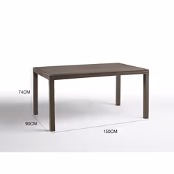 Tavolo da esterno Adila, Tavolo rettangolare da giardino, Tavolo da giardino multiuso effetto rattan, 100% Made in Italy, Cm 150x90h74, Marrone - Vista aggiuntiva 3