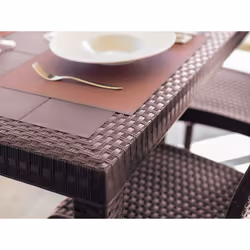 Tavolo da esterno Adila, Tavolo rettangolare da giardino, Tavolo da giardino multiuso effetto rattan, 100% Made in Italy, Cm 150x90h74, Marrone - Vista aggiuntiva 4