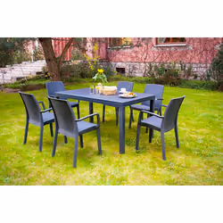Tavolo da esterno Adila, Tavolo rettangolare da giardino, Tavolo da giardino multiuso effetto rattan, 100% Made in Italy, Cm  ...