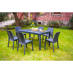 Tavolo da esterno Adila, Tavolo rettangolare da giardino, Tavolo da giardino multiuso effetto rattan, 100% Made in Italy, Cm 150x90h74, Antracite