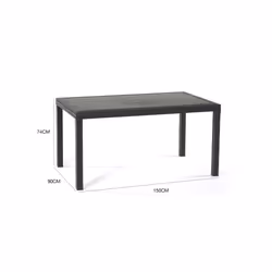 Tavolo da esterno Adila, Tavolo rettangolare da giardino, Tavolo da giardino multiuso effetto rattan, 100% Made in Italy, Cm 150x90h74, Antracite