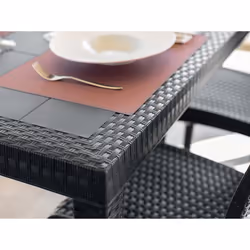 Tavolo da esterno Adila, Tavolo rettangolare da giardino, Tavolo da giardino multiuso effetto rattan, 100% Made in Italy, Cm 150x90h74, Antracite - Vista aggiuntiva 4