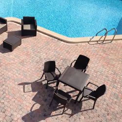 Tavolo da esterno Acqua, Tavolo quadrato fisso, Tavolo da giardino multiuso effetto rattan, 100% Made in Italy, Cm 80x80h74,  ...