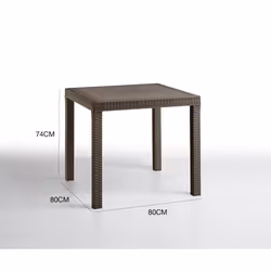 Tavolo da esterno Acqua, Tavolo quadrato fisso, Tavolo da giardino multiuso effetto rattan, 100% Made in Italy, Cm 80x80h74, Marrone