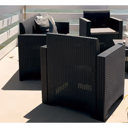 Salottino da esterno Gazania, Set da giardino con cuscini, Salottino effetto rattan, 100% Made in Italy, Antracite - Vista aggiuntiva 4