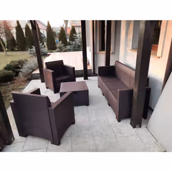 Salottino da esterno Admiral, Set da giardino con cuscini, Salottino effetto rattan, 100% Made in Italy, Marrone - Vista aggiuntiva 4