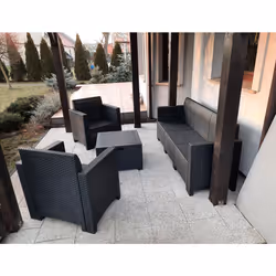 Salottino da esterno Admiral, Set da giardino con cuscini, Salottino effetto rattan, 100% Made in Italy, Antracite - Vista aggiuntiva 4