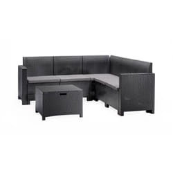 Set salotto da esterno Somnus, Salottino outdoor, Set da balcone o giardino, Composizione soggiorno per esterni, Made in Italy, Antracite - Dmora