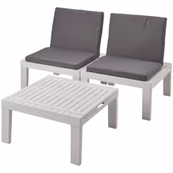 SET SALOTTO DA ESTERNO - Composizione da giardino con 2 sedute con schienale ed 1 modulo multifunzione, Salottino con cuscini ...