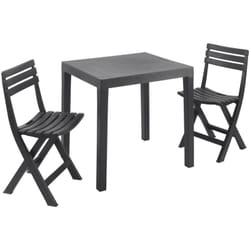 Set salotto da esterno Ortisei, Set da giardino con 1 tavolo rettangolare e 2 sedie pieghevoli, Set indoor e outdoor da Pic Nic, 100% Made in Italy,