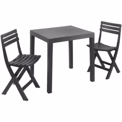 SET SALOTTO DA ESTERNO - Composizione da giardino con 1 tavolo rettangolare e 2 sedie pieghevoli, Salottino indoor e outdoor  ...