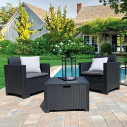 Salottino da esterno Apis, Set da giardino con cuscini, Salottino effetto rattan, 100% Made in Italy, Antracite