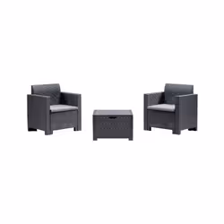 Salottino da esterno Apis, Set da giardino con cuscini, Salottino effetto rattan, 100% Made in Italy, Antracite
