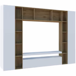 PARETE ATTREZZATA - Set salotto porta TV a 3 ante, Mobile soggiorno multiuso, 100% Made in Italy, cm 270x35h210, Bianco lucid ...