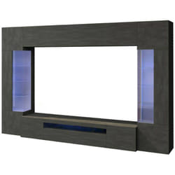 Dmora - Parete attrezzata Arga, Set salotto porta TV a 6 ante, Mobile soggiorno multiuso con luce LED, 100% Made in Italy, cm 290x40h191, Antracite