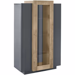 VETRINA - Credenza con tre ante, Mobile da soggiorno multiuso, 100% Made in Italy, cm 80x38h121, Antracite e Acero. STRUTTURA ...