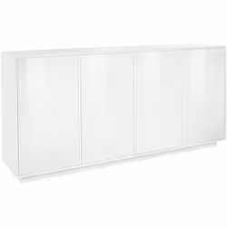 CREDENZA - Madia da cucina a 4 ante, Buffet da soggiorno, 100% Made in Italy, cm 180x41h86, Bianco lucido. STRUTTURA E UTILIZ ...
