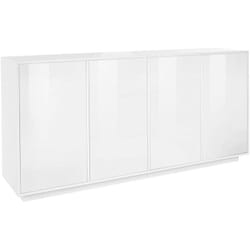 Credenza Aulina, Madia da cucina a 4 ante, Buffet da soggiorno, 100% Made in Italy, cm 180x41h86, Bianco lucido - Dmora