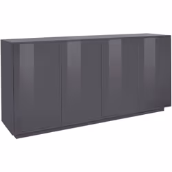 CREDENZA - Madia da cucina a 4 ante, Buffet da soggiorno, 100% Made in Italy, cm 180x41h86, Antracite lucido. STRUTTURA E UTI ...