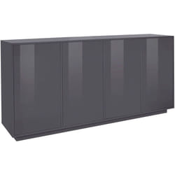 Credenza Aulina, Madia da cucina a 4 ante, Buffet da soggiorno, 100% Made in Italy, cm 180x41h86, Antracite lucido - Dmora