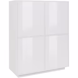 CREDENZA - Madia da cucina a 4 ante, Buffet da soggiorno, 100% Made in Italy, cm 100x41h126, Bianco lucido. STRUTTURA E UTILI ...