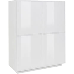 Credenza Ara, Madia da cucina a 4 ante, Buffet da soggiorno, 100% Made in Italy, cm 100x41h126, Bianco lucido - Dmora