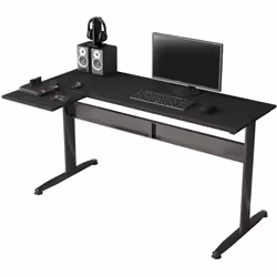 SCRIVANIA - Scrittoio angolare, Scrivania ufficio multiuso, Tavolo da lavoro salvaspazio, 80x140h75 cm, Nero. STRUTTURA E UTI ...