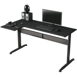 Dmora - Scrivania Acua, Scrittoio angolare, Scrivania ufficio multiuso, Tavolo da lavoro salvaspazio, 80x140h75 cm, Nero