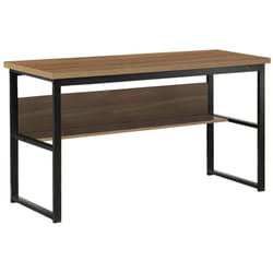 Dmora - Scrivania Nausicaa, Scrittoio lineare, Scrivania ufficio multiuso, Tavolo da lavoro salvaspazio, 55x139h74 cm, Nero e Rovere