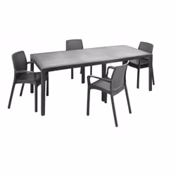SET SALOTTO DA ESTERNO - Ripiano allungabile da esterno con 4 sedie, Tavolo e sedute da giardino effetto rattan, 100% Made in ...