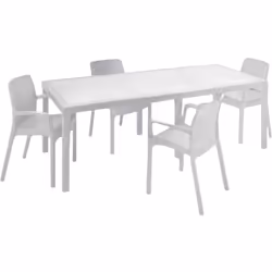 SET SALOTTO DA ESTERNO - Ripiano allungabile da esterno con 4 sedie, Tavolo e sedute da giardino effetto rattan, 100% Made in ...
