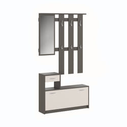 Dmora - Mobile da ingresso Daa, Entratina appendiabiti, Composizione per atrio, Consolle portaoggetti multifunzione, 100x26h190 cm, Antracite e Bianco